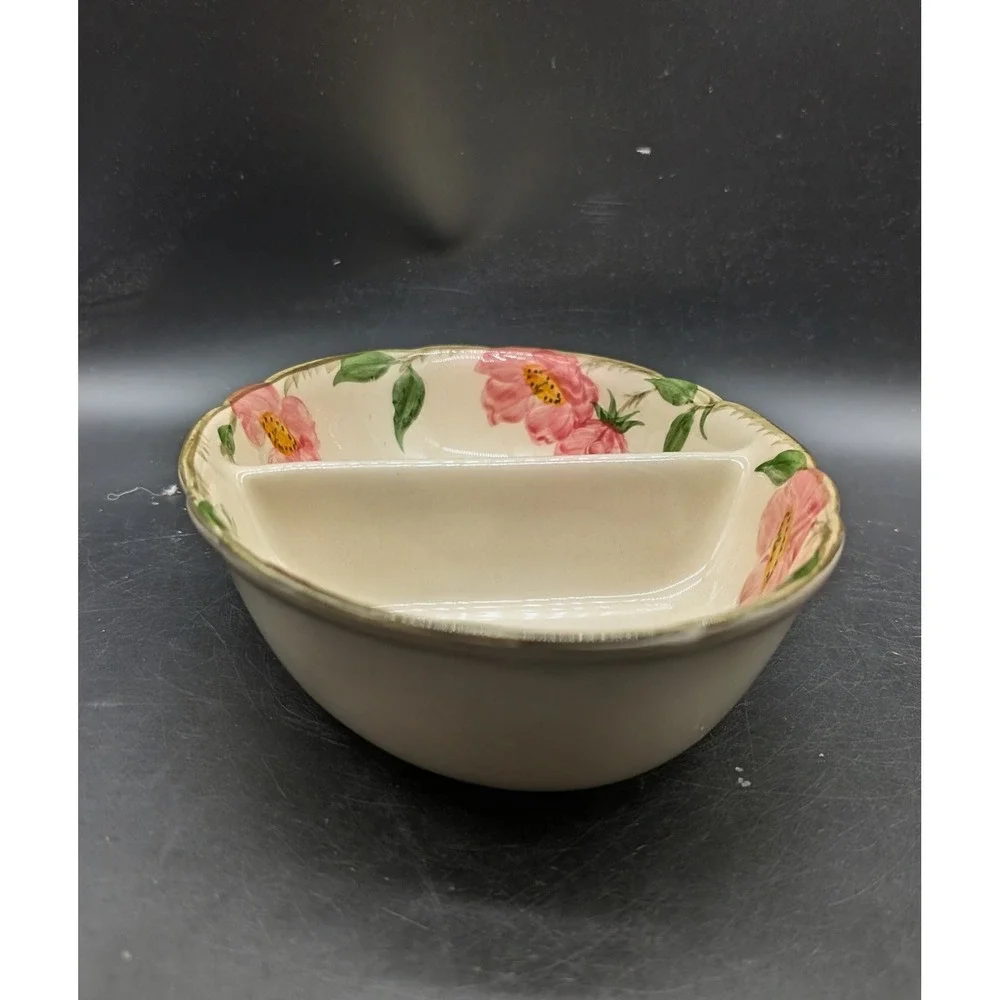 Franciscan Desert Rose Divided Vegetable Bowl Oval Pink Floral Earthenware USA